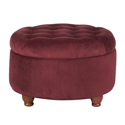 Hivvago Velvet Upholstered Wooden Ottoman With Tufted Lift Off Lid Storage, Red