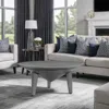 Hivvago Venus 28 Inch Coffee Table With 3 Tapered Splayed Legs, Gray Mango Wood In Gray