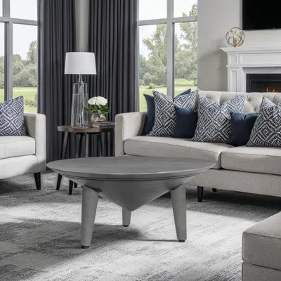 Hivvago Venus 28 Inch Coffee Table With 3 Tapered Splayed Legs, Gray Mango Wood