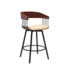 Hivvago Vera 27 Inch Swivel Counter Stool Chair, Brown Open Back Cream Faux Leather In Brown