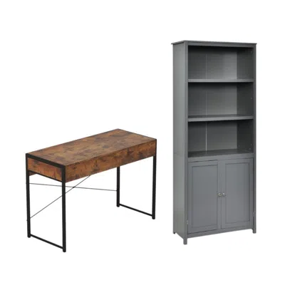 Hivvago Versatile Home Office Desk And Storage Cabinet Bundle