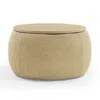 Hivvago Versatile Round Storage Ottoman 2 In 1 End Table In Neutral
