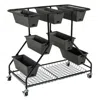 Hivvago Vertical Raised Garden Bed With 7 Planter Boxes And Storage Baskets-black
