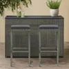 Hivvago Vian Outdoor Barstool Set Of 2, Gray Poly Rattan And Polyester Seats In Gray