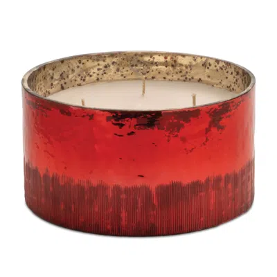 Hivvago Vibrant Red Candle In Glass 6"d X 3"h