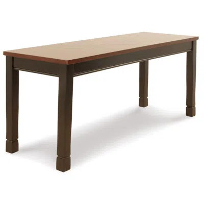 Hivvago Vilo Dining Bench, 42 Inch, Rich Brown Wood Seat, Black Tapered Legs
