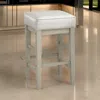 Hivvago Vin 26 Inch Counter Height Stool, White Faux Leather Seat, Wood, Set Of 2 In White