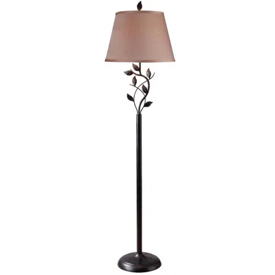 Hivvago Vine Leaves Rubbed Bronze Finish Floor Lamp With 15-inch Gold Tapered Shade In Brown