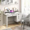Hivvago Vintage Computer Desk With Storage Shelves And 4 Drawers-white