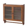 Hivvago Vintage Glass Door Double Wall Cabinet With 3 Storage Tiers And Towel Rack In Brown