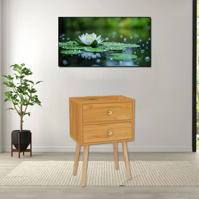 Hivvago Vintage-inspired Bedside Table With 2 Drawers In Brown