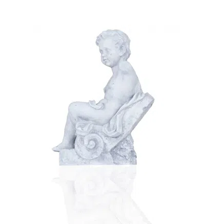 Hivvago Vintage Look Off White Boy Sitting Statue
