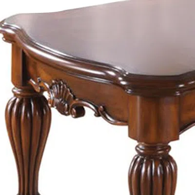 Hivvago Vintage Rectangular Wooden Coffee Table With Fluted Legs, Cherry Brown