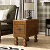 Hivvago Vintage Solid Wood Side Table With Drawer In Antique Brown