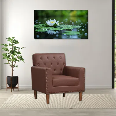 Hivvago Vintage Style Accent Chair With Tufted Upholstery And Nailhead Trim In Brown