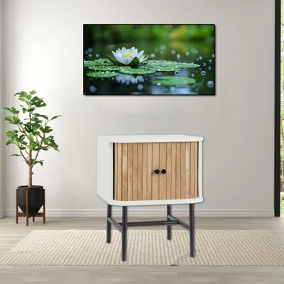 Hivvago Vintage Style Bedside Cabinet With Smooth Sliding Doors And Shelf Space In Brown