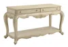 Hivvago Vintage Style Wooden Sofa Table With Two Drawers And One Open Shelf, White