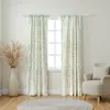 Hivvago Vola 2 Panel Curtain Set, Light Mint Green Microfiber, Floral Pattern In Green