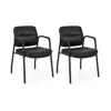 Hivvago Waiting Room Guest Chair Set Of 2 With Mixed Pu Leather And Integrated Armrests In Black