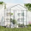 Hivvago Walk-in Greenhouse With 4 Tiers 8 Shelves Pvc Cover Roll-up Zippered Door