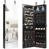 Hivvago Wall And Door Mounted Mirrored Jewelry Cabinet With Lights-brown