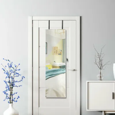 Hivvago Wall And Door Mounted Mirrored Jewelry Cabinet With Lights-white