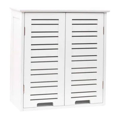 Hivvago Wall-mount Bathroom Storage Cabinet With Louver Doors In White Wood Finish