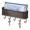 Hivvago Wall Mount Mail Holder With Key Hooks In Brown