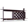 Hivvago Wall Mount Wine Rack With Glass Holder & Storage Shelf-walnut