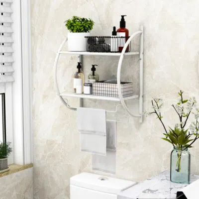 Hivvago Wall Mounted 2-tier Bathroom Towel Rack With 2 Towel Bars-white