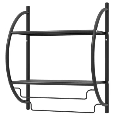 Hivvago Wall Mounted 2-tier Bathroom Towel Rack With 2 Towel Bars-silver In Black