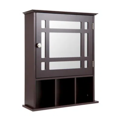Hivvago Wall Mounted And Mirrored Bathroom Cabinet-brown
