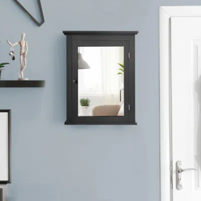 Hivvago Wall Mounted Bathroom Mirror Cabinet With 5-level Height-adjustable Shelf-black