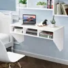 Hivvago Wall Mounted Floating Computer Table Desk Storage Shelf-white