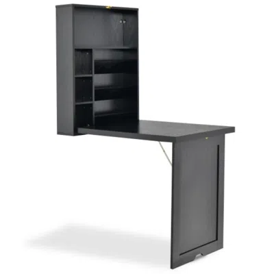 Hivvago Wall Mounted Fold-out Convertible Floating Desk Space Saver-black