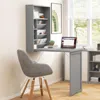 Hivvago Wall-mounted Fold-out Convertible Floating Desk Space Saver-gray
