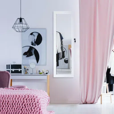 Hivvago Wall Mounted Lockable Mirror Jewelry Cabinet With Led Light