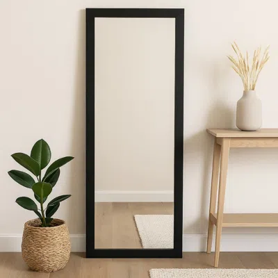 Hivvago Wall-mounted Mirror With Tall Rectangular Frame, 24 X 71, Black Metal