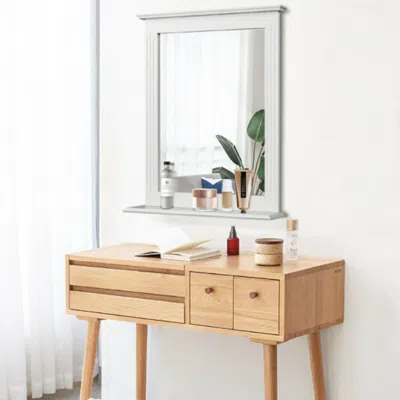Hivvago Wall-mounted Multipurpose Vanity Mirror With Shelf-white