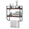 Hivvago Wall Mounted Over Toilet 2-shelf Bathroom Shelving Unit With Towel Bar In Brown