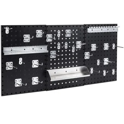 Hivvago Wall-mounted Pegboard Kit With 3 Pegboards For Garage Workshop In Metallic