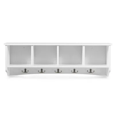 Hivvago Wall-mounted Storage Cabinet Hanging Entryway Shelf Coat Rack In White