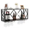 Hivvago Wall Mounted Wine Rack For 39 Bottles And 12 Glasses