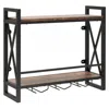 Hivvago Wall Mounted Wine Rack With 2-tier Shelves And 3 Glass Holders