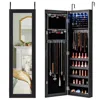 Hivvago Wall Or Door Mounted Jewelry Cabinet With Full-length Mirror And Led Lights In Black