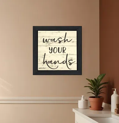 Hivvago Wash Your Hands Black Framed Print Bathroom Wall Art
