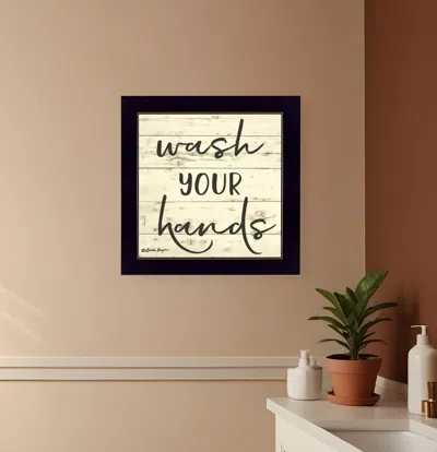 HIVVAGO WASH YOUR HANDS BLACK FRAMED PRINT BATHROOM WALL ART