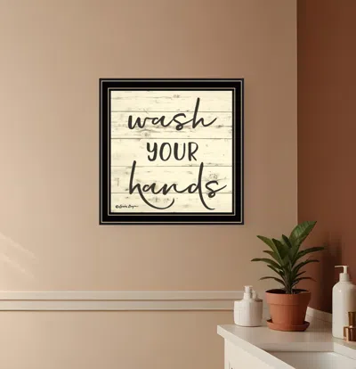 Hivvago Wash Your Hands Black Framed Print Bathroom Wall Art