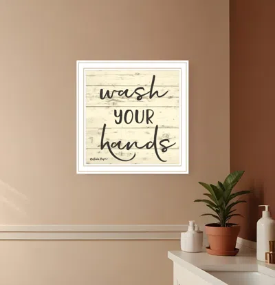 Hivvago Wash Your Hands White Framed Print Bathroom Wall Art