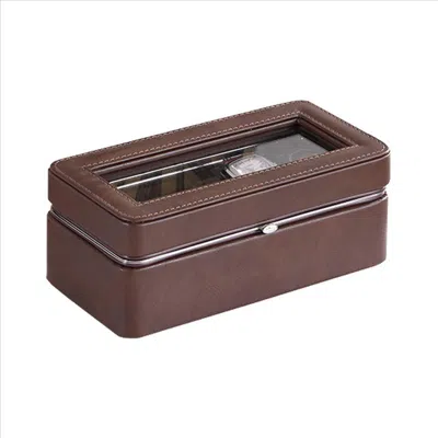 Hivvago Watch Case With 4 Slots And Removable Cushions, Brown